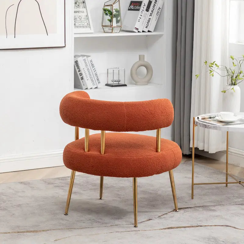 Chaise d'appoint de coiffeuse Moderne et Glamoureuse Rembourrée Confortable à Dossier Ouvert avec Pieds Dorés