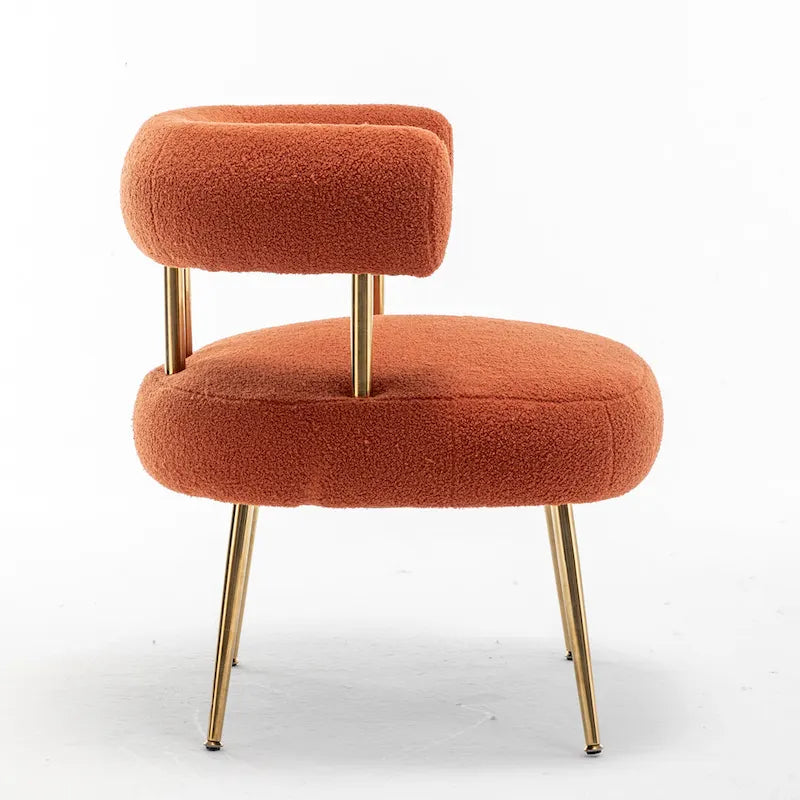 Chaise d'appoint de coiffeuse Moderne et Glamoureuse Rembourrée Confortable à Dossier Ouvert avec Pieds Dorés