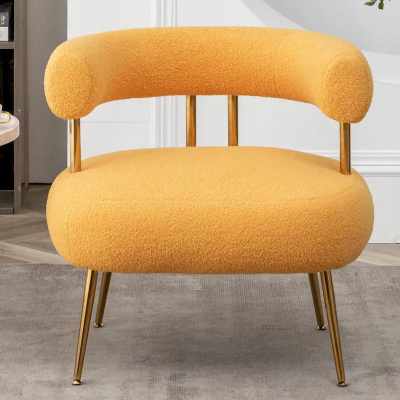 Chaise d'appoint de coiffeuse Moderne et Glamoureuse Rembourrée Confortable à Dossier Ouvert avec Pieds Dorés