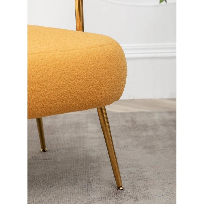 Chaise d'appoint de coiffeuse Moderne et Glamoureuse Rembourrée Confortable à Dossier Ouvert avec Pieds Dorés