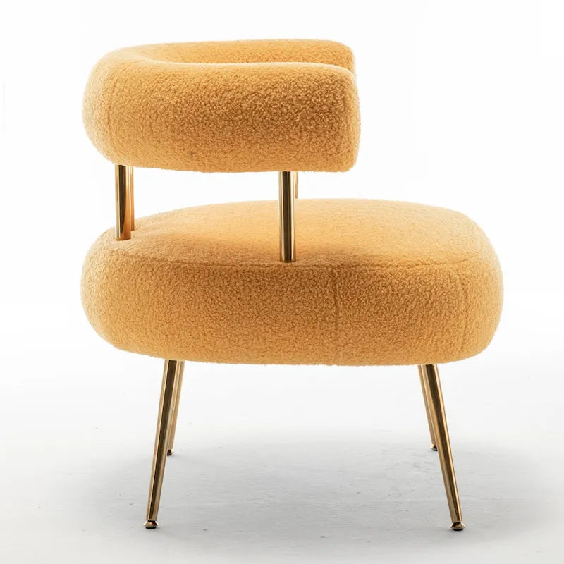 Chaise d'appoint de coiffeuse Moderne et Glamoureuse Rembourrée Confortable à Dossier Ouvert avec Pieds Dorés