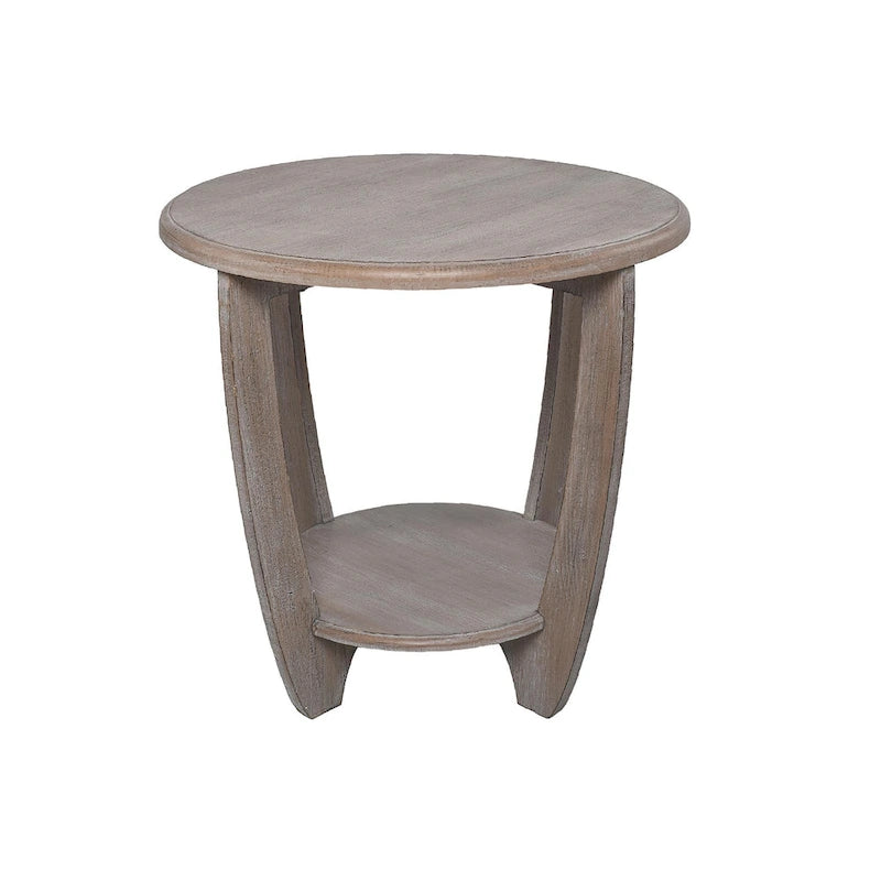 Table d'appoint rustique de ferme avec étagère de rangement, finition gris vintage