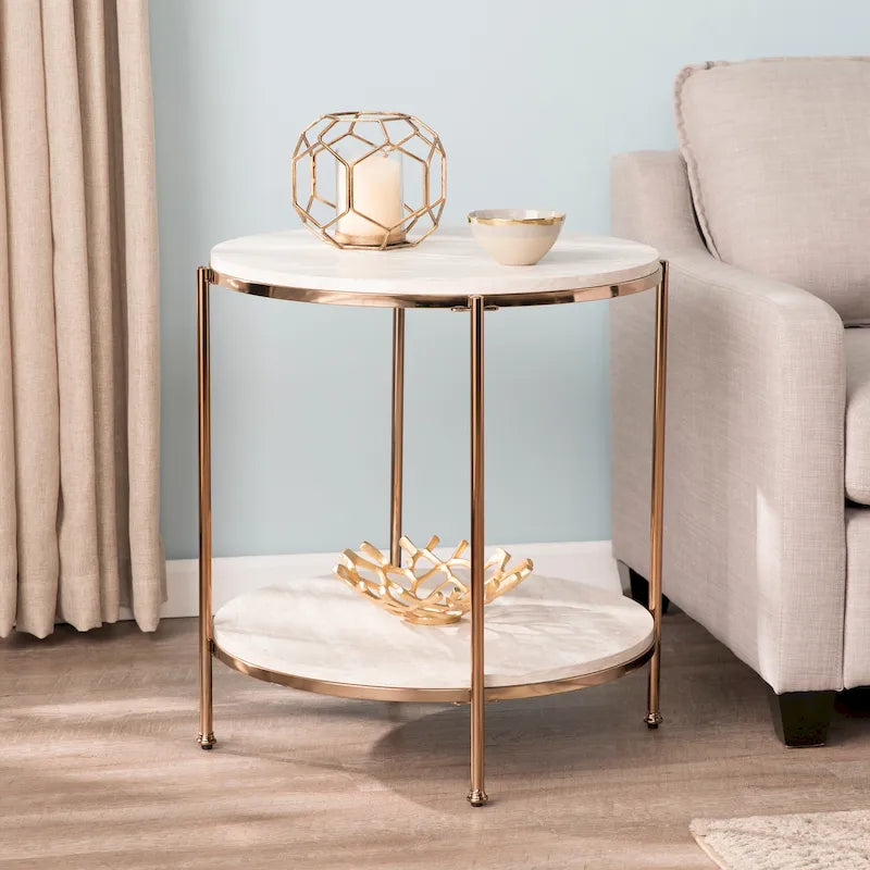 Table d'appoint ronde effet marbre