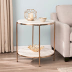 Table d'appoint ronde effet marbre
