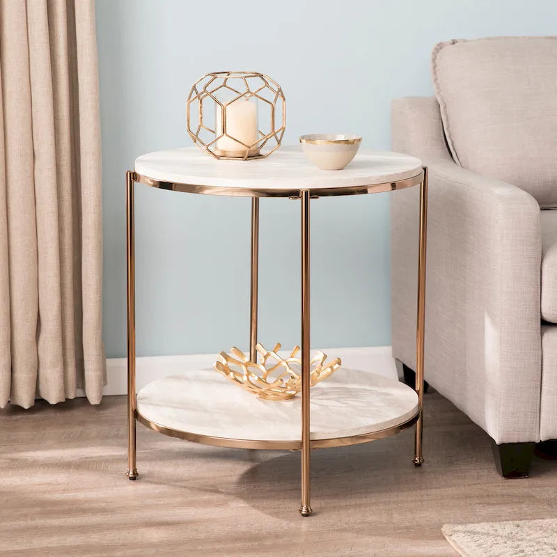 Table d'appoint ronde effet marbre