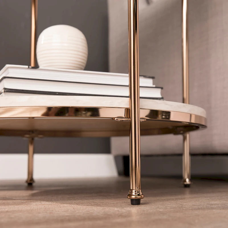Table d'appoint ronde effet marbre
