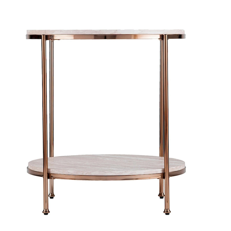 Table d'appoint ronde effet marbre