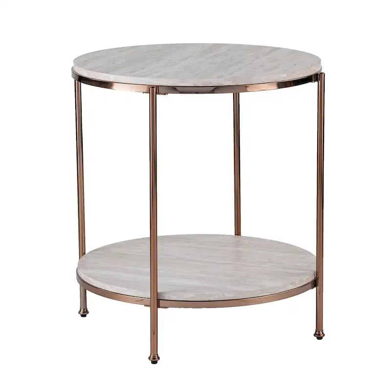 Table d'appoint ronde effet marbre