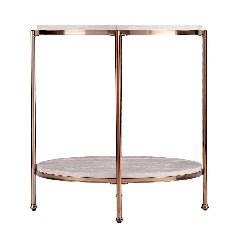 Table d'appoint ronde effet marbre