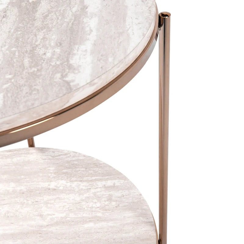 Table d'appoint ronde effet marbre