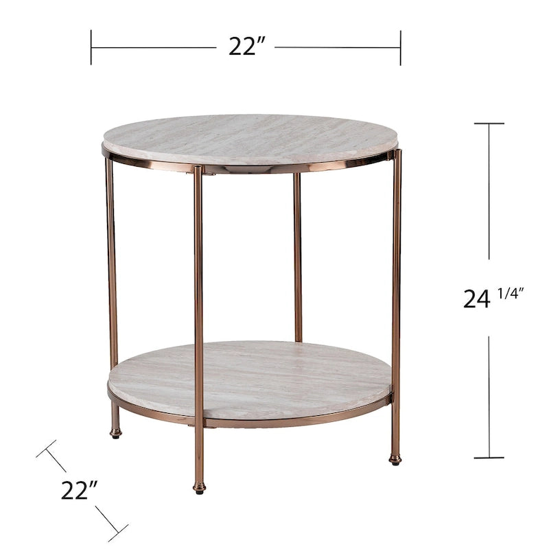 Table d'appoint ronde effet marbre