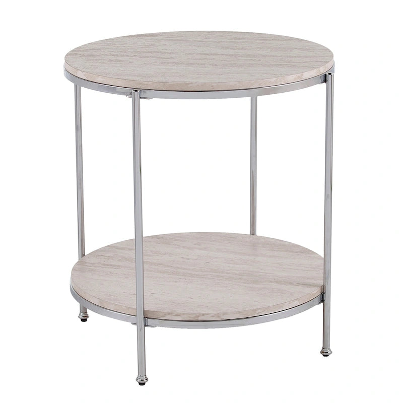 Table d'appoint ronde effet marbre