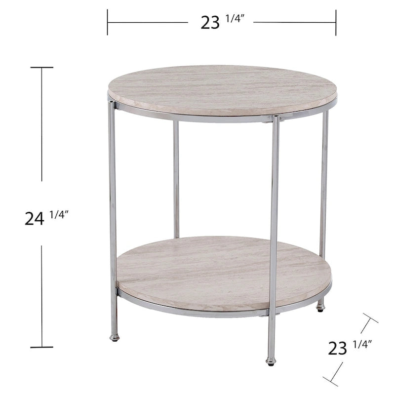 Table d'appoint ronde effet marbre