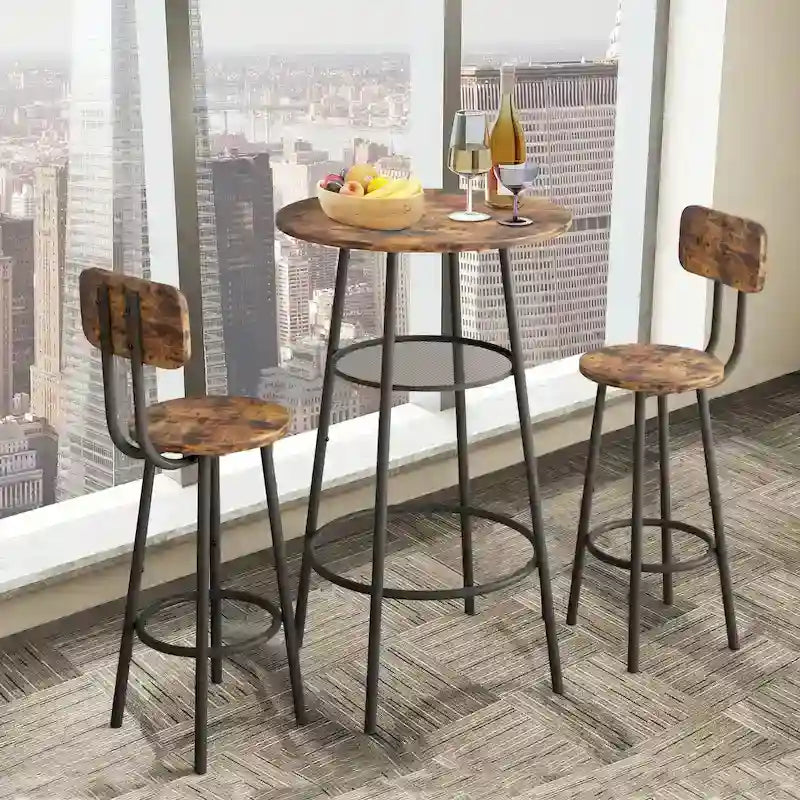 Table de salle à manger/bistrot ronde à 2 niveaux