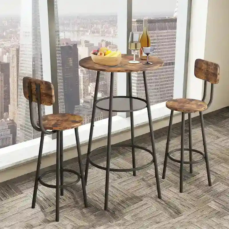 Table de salle à manger/bistrot ronde à 2 niveaux