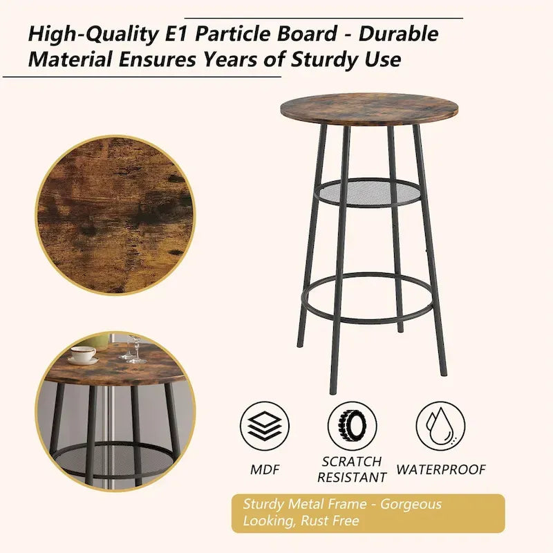 Table de salle à manger/bistrot ronde à 2 niveaux