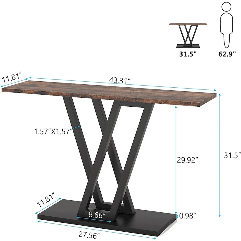 Console étroite de 43 pouces pour entrée et salon