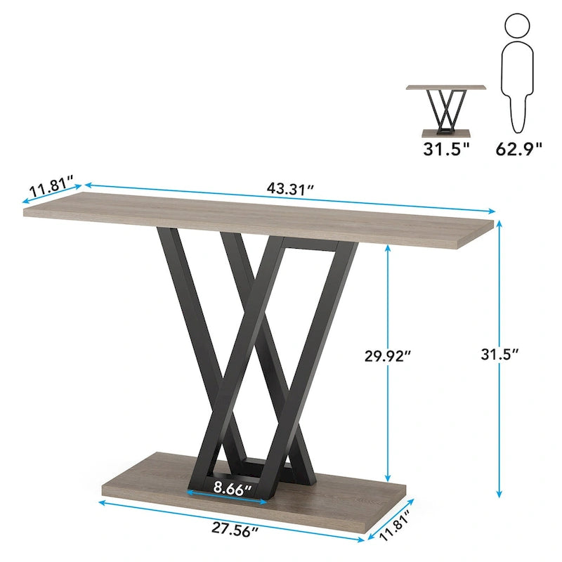 Console étroite de 43 pouces pour entrée et salon