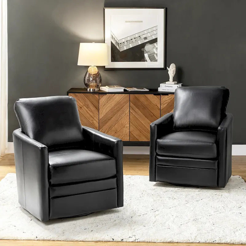 Fauteuil baril pivotant transitoire en similicuir avec base en métal