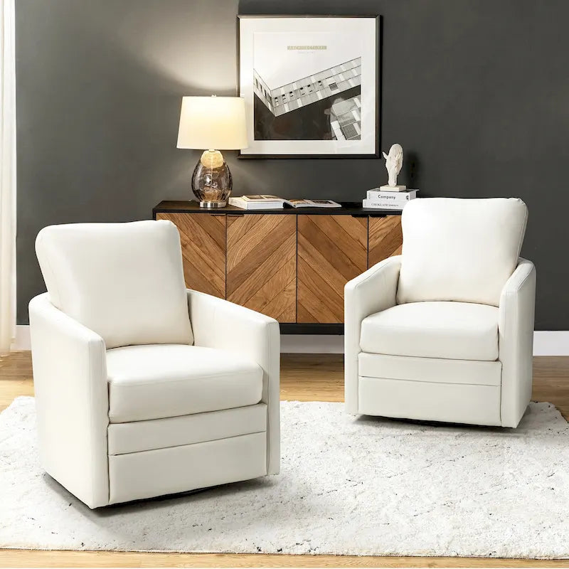 Fauteuil baril pivotant transitoire en similicuir avec base en métal