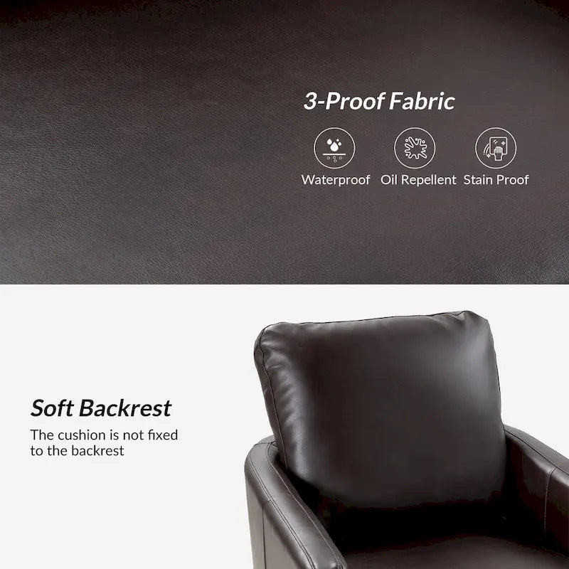 Fauteuil baril pivotant transitoire en similicuir avec base en métal