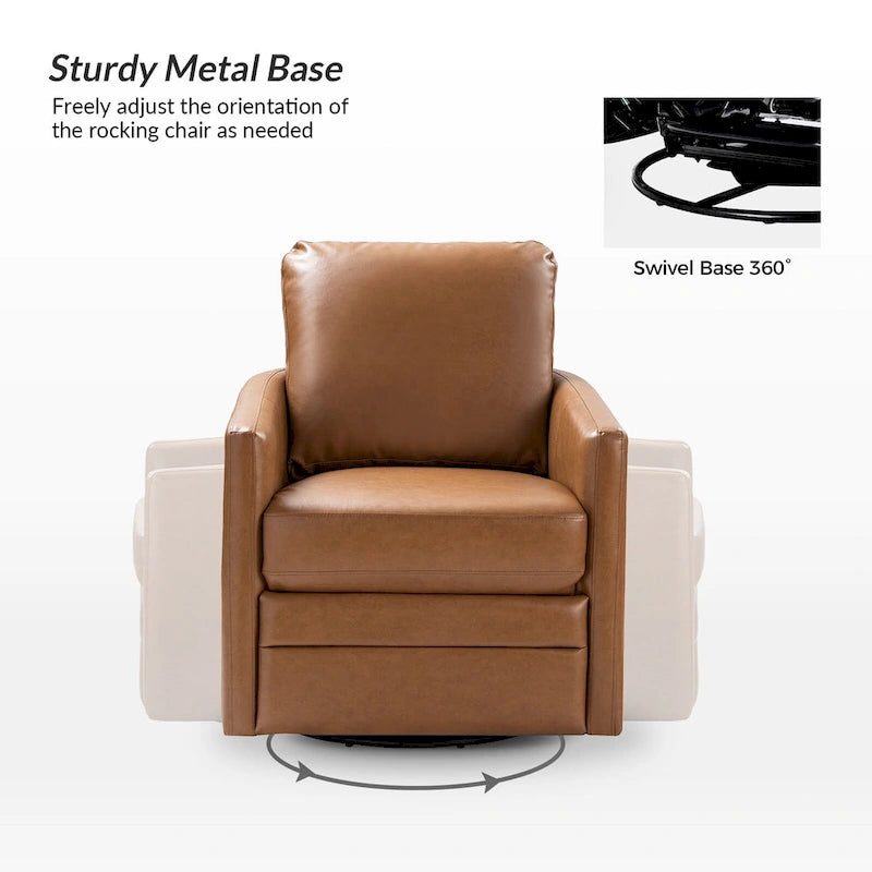 Fauteuil baril pivotant transitoire en similicuir avec base en métal