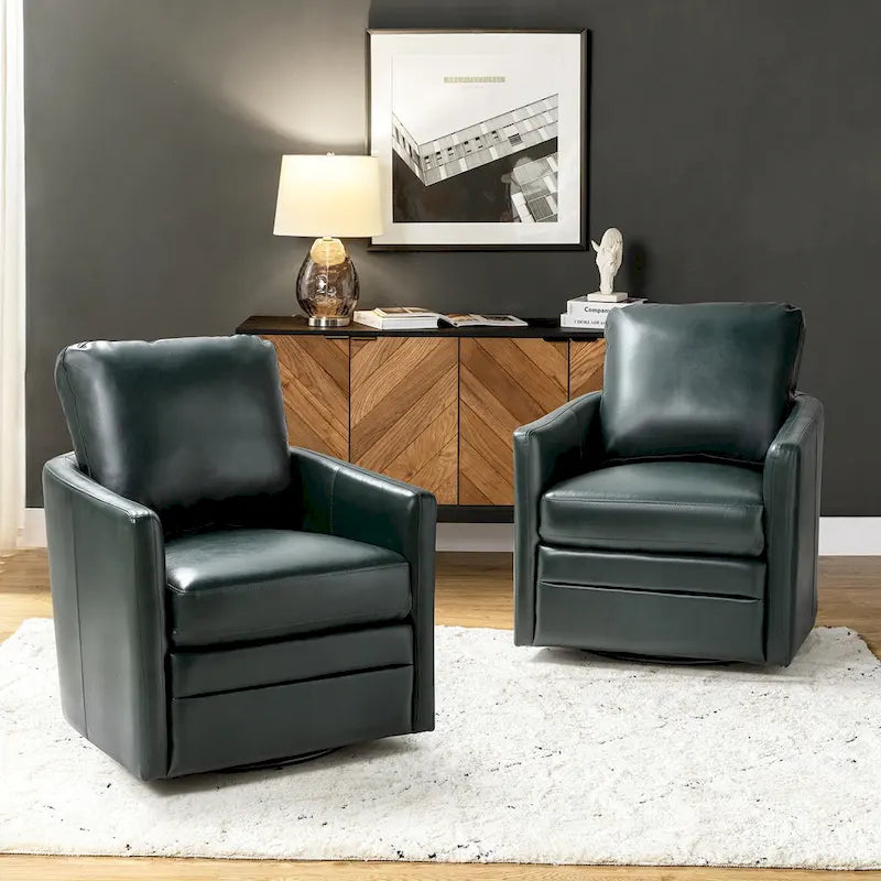 Fauteuil baril pivotant transitoire en similicuir avec base en métal