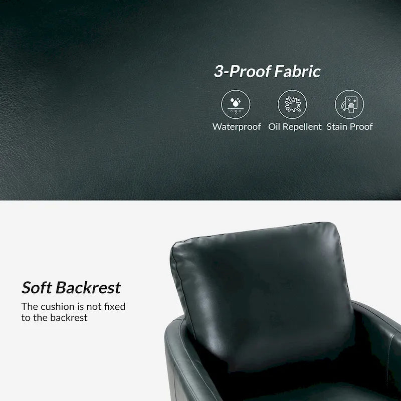 Fauteuil baril pivotant transitoire en similicuir avec base en métal