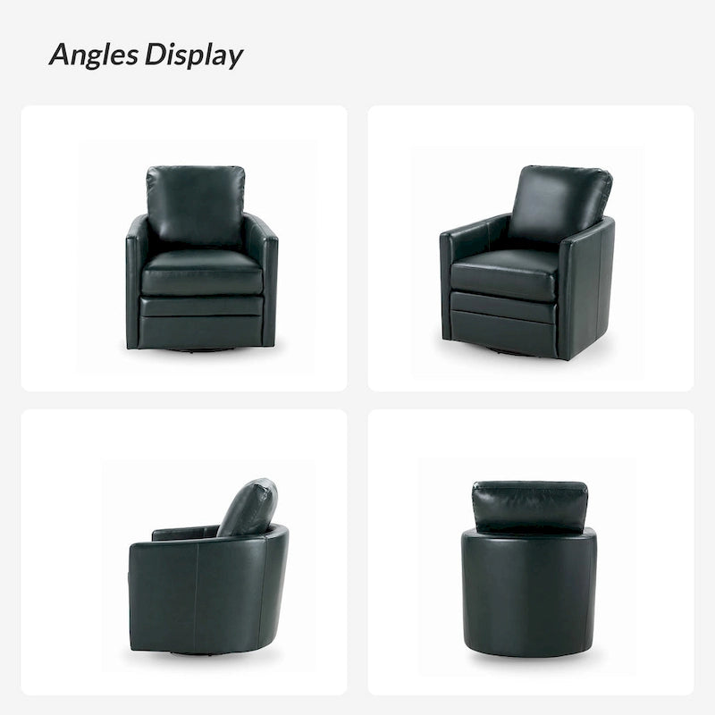 Fauteuil baril pivotant transitoire en similicuir avec base en métal