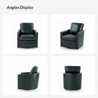 Fauteuil baril pivotant transitoire en similicuir avec base en métal