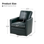 Fauteuil baril pivotant transitoire en similicuir avec base en métal