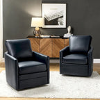 Fauteuil baril pivotant transitoire en similicuir avec base en métal