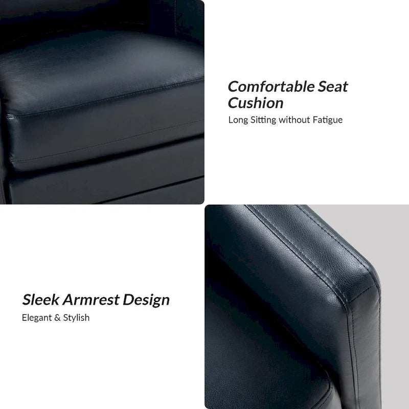 Fauteuil baril pivotant transitoire en similicuir avec base en métal