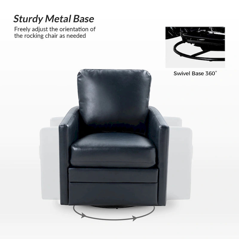 Fauteuil baril pivotant transitoire en similicuir avec base en métal