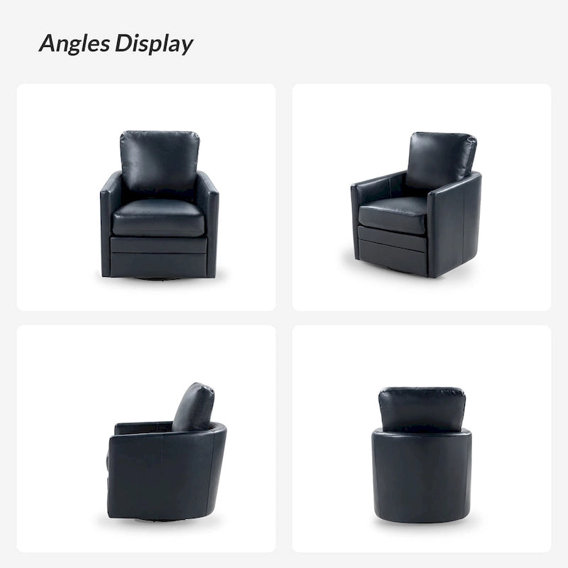 Fauteuil baril pivotant transitoire en similicuir avec base en métal