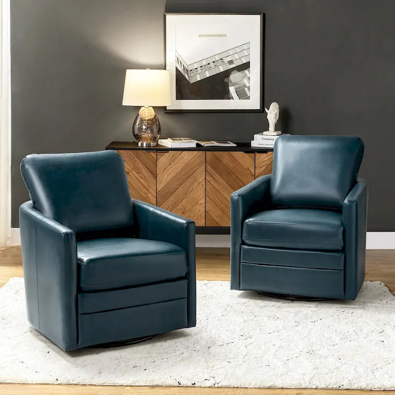 Fauteuil baril pivotant transitoire en similicuir avec base en métal