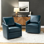 Fauteuil baril pivotant transitoire en similicuir avec base en métal