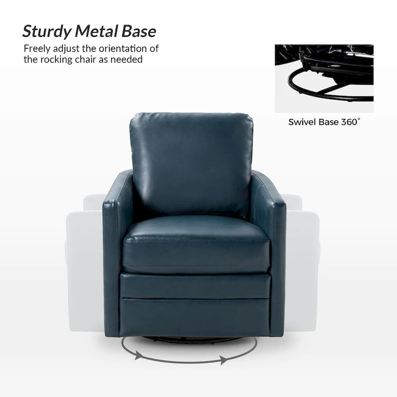 Fauteuil baril pivotant transitoire en similicuir avec base en métal