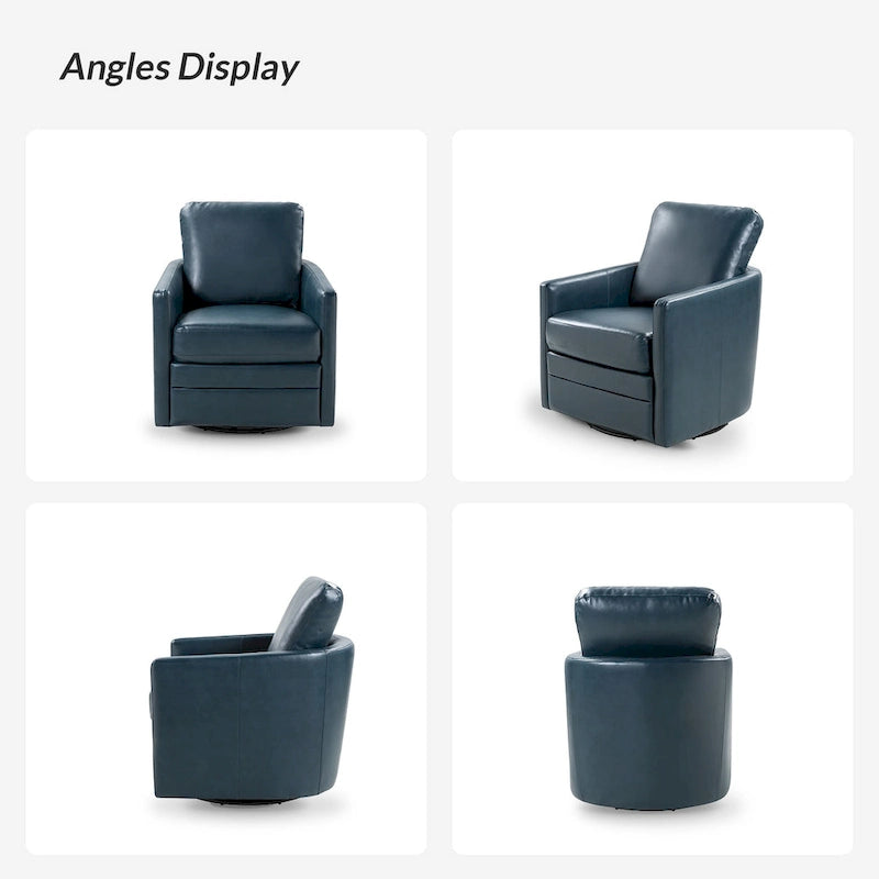 Fauteuil baril pivotant transitoire en similicuir avec base en métal