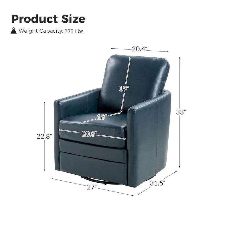 Fauteuil baril pivotant transitoire en similicuir avec base en métal