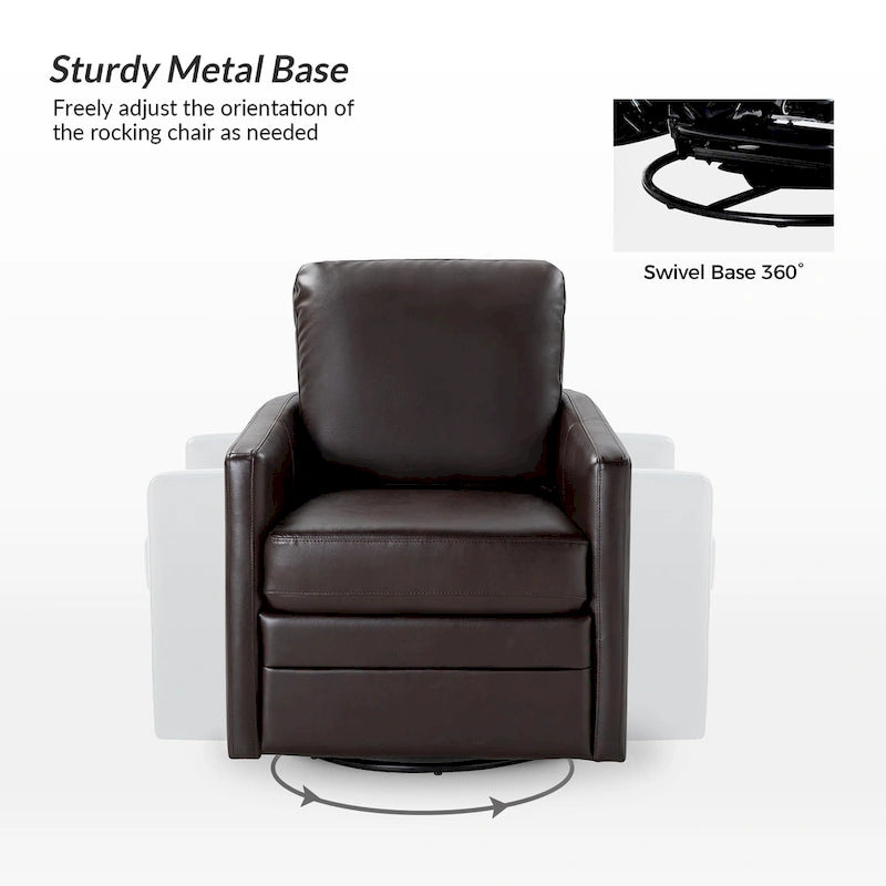 Fauteuil baril pivotant transitoire en similicuir avec base en métal