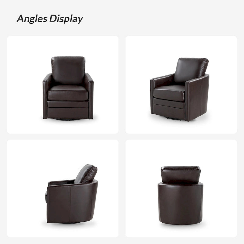 Fauteuil baril pivotant transitoire en similicuir avec base en métal
