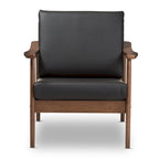 Fauteuil de salon mi-century avec pieds en bois massif et assise rembourrée