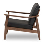 Fauteuil de salon mi-century avec pieds en bois massif et assise rembourrée