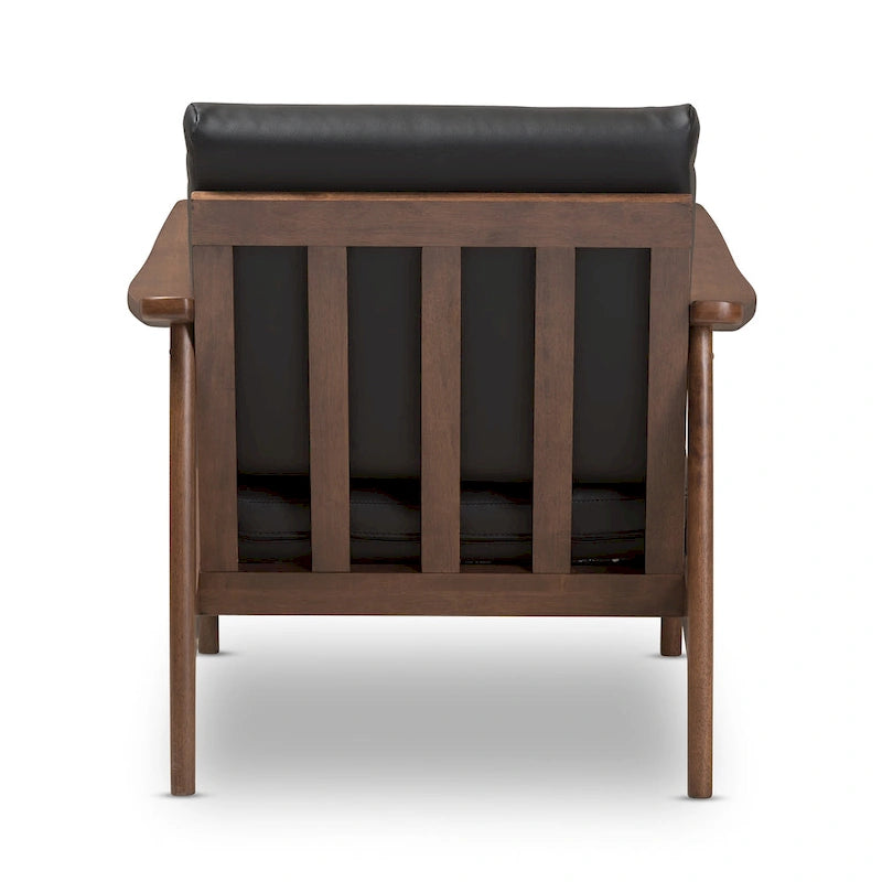 Fauteuil de salon mi-century avec pieds en bois massif et assise rembourrée
