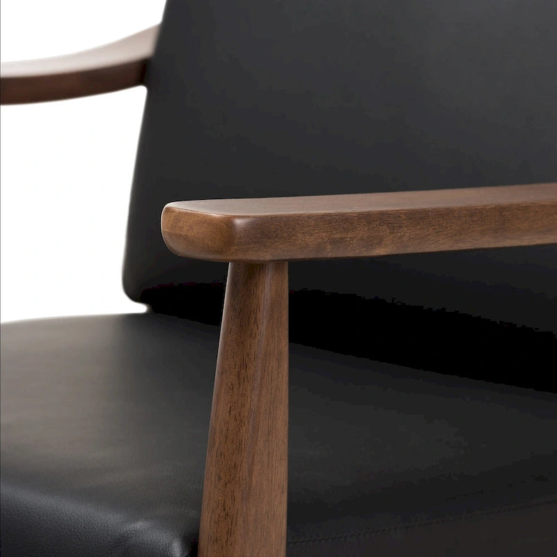 Fauteuil de salon mi-century avec pieds en bois massif et assise rembourrée