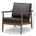 Fauteuil de salon mi-century avec pieds en bois massif et assise rembourrée