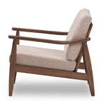 Fauteuil de salon mi-century avec pieds en bois massif et assise rembourrée