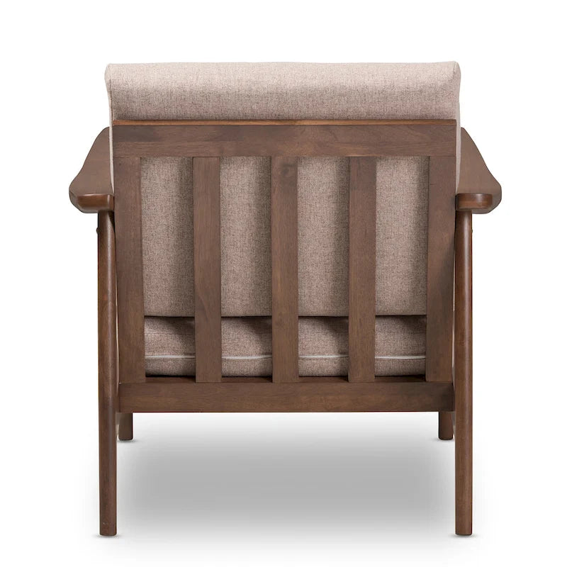 Fauteuil de salon mi-century avec pieds en bois massif et assise rembourrée