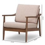 Fauteuil de salon mi-century avec pieds en bois massif et assise rembourrée
